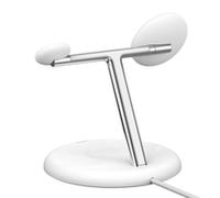 Belkin Station de recharge aimantée sans fil 3-en-1 BoostCharge Pro Qi2 + adaptateur 15 W Blanc