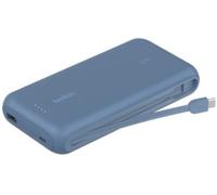 Belkin Banque d'alimentation BOOST CHARGE 20 000 mAh 30 W PD avec câble intégré 3 sorties (2×USB-C, USB) bleu