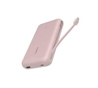 Belkin Batterie Externe (câble intégré, 20K, PD 30 W, Recharge Rapide USB-C Power Delivery, Chargeur Portable pour Tous modèles d’iPhone 16, iPad Pro, Galaxy S25, etc., Rose)