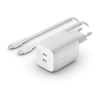 Belkin Belkin Adaptateur Boost↑Charge™ GaN Pro 2 ports avec câble USB-C USB-C 65 W Blanc Blanc