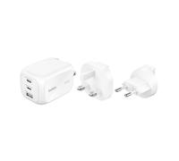Belkin Belkin BoostCharge Pro chargeur GaN 3 ports 100 W avec kit d’adaptateurs de voyage Blanc Blanc