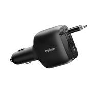 Belkin Chargeur de voiture BoostCharge - Adaptateur rétractable 75W, 3 sorties (USB, 2x USB-C) - noir