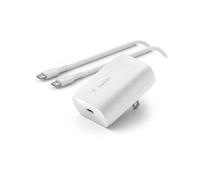 Belkin Chargeur secteur compact BoostCharge 30 W charge rapide avec câble USB-C vers USB-C Blanc