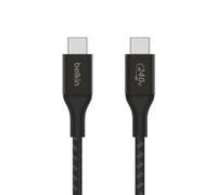 Belkin BoostCharge câble USB-C vers USB-C, charge rapide avec technologie Power Delivery 240 W, certification USB-IF, pour iPhone 16, 15, MacBook Pro, Chromebook, Samsung Galaxy, iPad, etc., 1 m, noir