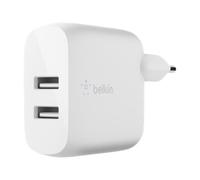 BELKIN BOOST CHARGE 24w USB-A Dual Wall Charger w/ 1m A-C White