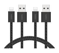 Belkin BOOST CHARGE - Câble Lightning - USB type A mâle pour Lightning mâle - 1.5 m - noir - câble tressé (pack de 2)