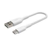 Belkin Câble USB-C BOOST CHARGE – USB-A vers USB-C 24 pins, tressé, 15 cm, blanc