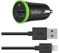 Belkin - Boost Up - Chargeur Allume-cigare avec câble Lightning intégré et port USB 5W/3.4A pour iPhone et iPad, Certifié MFi (Compatible avec iPhone 11, 11 Pro/Pro Max, XS/XS Max, XR, X, 8/8+ - Noir