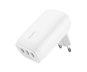 Belkin BoostCharge Chargeur Secteur 3 Ports USB-C avec PPS de 67 W (pour appareils USB-C PD 3.1 comme l’iPhone 16 (Tous modèles), MacBook Pro, AirPods, Galaxy, etc., Blanc)
