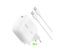 Belkin BoostCharge Chargeur Secteur GaN USB-C 100 W, Chargeur Compact Et Pliable, Recharge Rapide, pour iPhone 17, Samsung Galaxy S26, Pixel 10, Tablette, MacBook, Câble USB-C 1,5 m Fourni - Blanc
