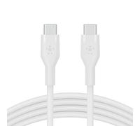 Belkin BoostCharge Flex câble USB-C vers USB-C en silicone, certifié USB-IF, recharge Power Delivery, câble USB C pour iPhone 16, iPhone 15, MacBook, iPad Pro, Galaxy S24, Google Pixel, 3 m, blanc