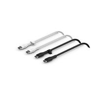 Belkin BoostCharge Flex câble USB-C vers USB-C en silicone, certifié USB-IF, recharge Power Delivery pour iPhone 16, iPhone 15, MacBook, iPad Pro, Galaxy S24, Pixel, etc, 1 m, pack de 2, blanc, noir