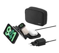 Belkin BoostCharge Pro 3-in-1 - Plot de charge sans fil - magnétique avec Qi2 + adaptateur secteur - 15 watt - 3 A - Certifié MFI G