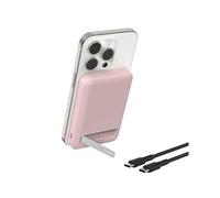 Belkin BoostCharge Pro Batterie Externe Magnétique sans Fil 5000mAh avec Qi2, Chargeur Portable Compatible MagSafe, Support intégré, Batterie Portable pour iPhone 16, iPhone 15, 14, 13, etc., Rose