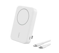 Belkin BoostCharge Pro Batterie Externe sans Fil 10 000 mAh avec Qi2 (Chargeur Portable Compatible MagSafe, Support intégré, pour iPhone 16, 16 Plus, 16 Pro, 16 Pro Max, iPhone 15, etc., Blanche)