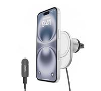Belkin - Support de chargement sans fil de voiture - magnétique avec Qi2 + adaptateur d'alimentation de voiture - 15 Watt - Fast Charge - gris Gris