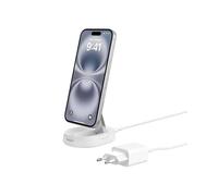 Chargeur pour téléphone mobile Belkin BoostCharge Pro - Support de chargement sans fil - magnétique + adaptateur secteur - 15 Watt - blanc