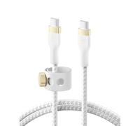 Cable en silicone tresse, USB-C vers USB-C, longueur 2m, blanc