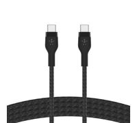 Belkin BoostCharge Pro Flex câble à gaine tressée USB-C vers USB-C, Certifié USB-IF, recharge Power Delivery, câble USB C pour iPhone 16, 15, MacBook, iPad Pro, Galaxy S24, Pixel, etc, 2 m, noir