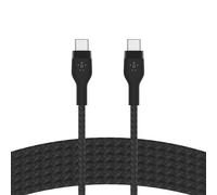 Belkin BoostCharge Pro Flex câble à gaine tressée USB-C vers USB-C, Certifié USB-IF, recharge Power Delivery, câble USB C pour iPhone 16, 15, MacBook, iPad Pro, Galaxy S24, Pixel, etc, 3 m, noir