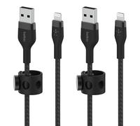 Belkin BoostCharge Pro Flex Lot de 2 câbles tressés USB de type A vers Lightning (2 m), câble de charge certifié MFi pour iPhone 13, 12, 11, Pro, Max, Mini, SE, iPad et plus encore, noir
