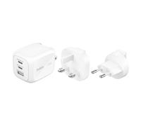 Belkin Adaptateur secteur BoostCharge Pro – GaN, 2x USB-C + USB, 70W, kit d'adaptateur de voyage