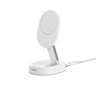 Chargeur pour téléphone mobile Belkin BoostCharge Pro - Support de chargement sans fil - magnétique + adaptateur secteur - 15 Watt - blanc
