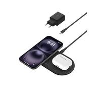 Belkin BoostCharge Pro Station de Recharge 2-en-1 avec Qi2, 15 W, Compatible MagSafe, pour iPhone 17, iPhone Air, Pixelsnap, Apple Watch, AirPods, Adaptateur Secteur Inclus - Noir