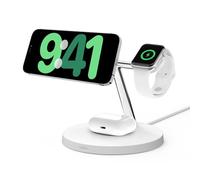 Belkin BoostCharge Pro Station de Recharge 3-en-1 avec Qi2, Recharge Rapide 15 W, Chargeur sans Fil pour Tous Les modèles de l'iPhone 17, Air, Pixelsnap, Les AirPods, et Tout Appareil MagSafe - Blanc