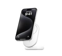 Belkin BoostCharge Socle de Recharge pour appareils Qi2 (Chargeur Pliable, Compatible MagSafe, 15 W, pour modèles de l'iPhone 16, 15, 14, 13, Chargeur fonctionnant avec Le Mode Standy, Blanc)