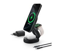 Belkin Station de Charge 3-en-1 Pliable, Chargeur Induction Compatible MagSafe, certifié Qi2, 15W, pour iPhone 16, 15, 14, Apple Watch, AirPods, Base antidérapante, Adaptateur 36W Inclus - Noir