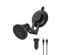Belkin BoostCharge Support Téléphone Voiture Qi2-Certifié, Chargeur De Voiture Magnétique avec Câble USB-C, Compatible MagSafe, Recharge Rapide pour iPhone, Galaxy, Pixelsnap, Etc. Noir