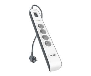 Belkin BSV401CA2M protection surtension Noir, Blanc 4 sortie(s) CA 2 m