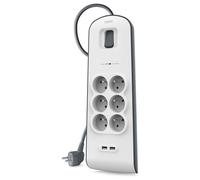 Bloc multiprise BELKIN 6 prises parafoudre + 2 USB 2,4 A