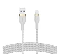 Belkin Câble à gaine tressée USB-A vers Lightning BoostCharge Pro Flex (1 m), certifié MFi, pour iPhone 14, 13, 12, Pro, Max, mini, SE, iPad, etc (blanc)
