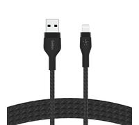 Belkin Câble à gaine tressée USB-A vers Lightning BoostCharge Pro Flex (1 m), certifié MFi, pour iPhone 14, 13, 12, Pro, Max, mini, SE, iPad, etc (noir)