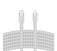 Belkin Câble à gaine tressée USB-C vers Lightning BoostCharge Pro Flex (2 m), certifié MFi (20 W), recharge Power Delivery pour iPhone 14/14 Plus, 13, 12, Pro, Max, mini, SE, iPad, etc. (blanc)