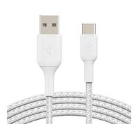 Belkin Câble Boost Charge Synchro USB-A vers USB-C 3m Renforcé et Tressé Blanc