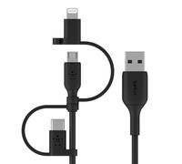 Belkin Câble universel (câble de recharge 3-en-1 USB-C, Lightning, micro-USB, pour smartphones, tablettes, batteries externes, etc., 1 m)