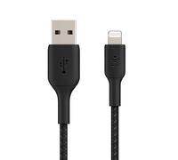 Belkin Câble Lightning à Gaine Tressée (Câble Boost Charge Lightning vers USB pour iPhone, iPad, AirPods, Câble de Recharge Certifié MFi pour iPhone, Lightning (1 m, Noir)