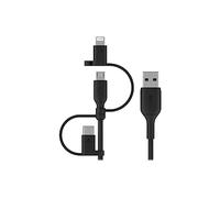 Câble 3 en 1 USB vers Micro USB USB C Lightning Interchangeable 1m Noir
