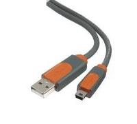 Belkin-Câble USB 2.0/Mini USB Type B, 1,8 m-Orange/Gris
