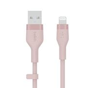 Belkin Câble USB-A vers Lightning BoostCharge Flex en silicone (3 m), certifié MFi, pour iPhone 13, 12, 11, Pro, Max, mini, SE, iPad, etc. (rose)