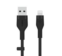 Belkin Câble USB-A vers Lightning BoostCharge Flex en silicone (3 m), certifié MFi, pour iPhone 13, 12, 11, Pro, Max, mini, SE, iPad, etc. (noir)
