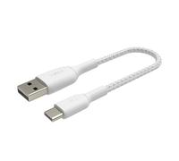 Belkin Câble USB-C BOOST CHARGE – USB-A vers USB-C 24 pins, tressé, 15 cm, blanc