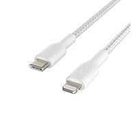 Belkin Câble USB-C vers Lightning à gaine tressée (câble de recharge rapide pour iPhone 14 et modèles antérieurs; câble Boost Charge USB-C certifié MFi ; 1 m, blanc)