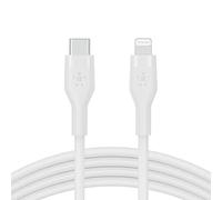 Belkin Câble USB-C vers Lightning BoostCharge Flex en silicone (2 m), certifié MFi (20 W), recharge Power Delivery pour iPhone 14/14 Plus, 13, 12, Pro, Max, mini, SE, iPad, etc. (blanc)