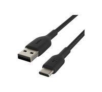 Belkin Câble USB CAB002BT1MBK USB-A vers USB-C 1m Noir, Tressé, Mâle/Mâle, Droit/Droit, Compatible Apple & Samsung