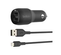 Belkin CCD001BT1MBK : Chargeur Auto Universel Allume-cigare 2 Ports USB 2.0, Câble 1m USB-A to Lightning, 24W, Indicateur LED, Noir