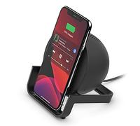 Belkin Chargeur à induction Stand et enceinte (recharge sans fil, enceinte Bluetooth, recharge pendant l'écoute de musique, le streaming de vidéos et le lancement d'appels vidéo, noir)